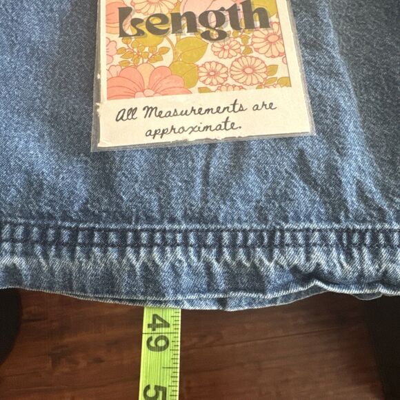 Jane Ashley Vintage Denim Maxi Dress Med Embroidered Snowmen Pockets Y2K Blue - Picture 11 of 12